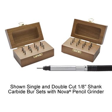 Single Cut Bur Set - 12 Piece 1/8 Shank Carbide with Box