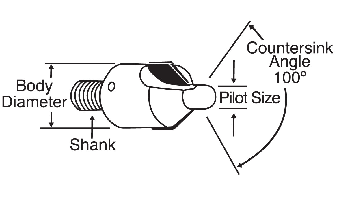 100 Degree Countersink Chart