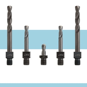 Threaded shank adapter drill bits, NAS 965 type D, 135º split point. Sheet metal aircraft and aviation cutting tools.